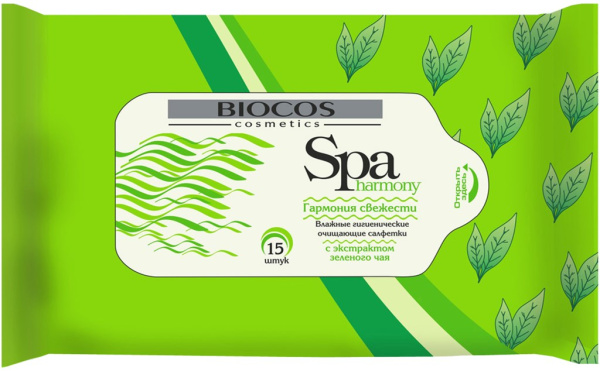 Салфетки влажные BIOCOS SPA Harmony, 15шт