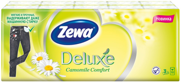 Платочки бумажные ZEWA Deluxe Ромашка, 10шт